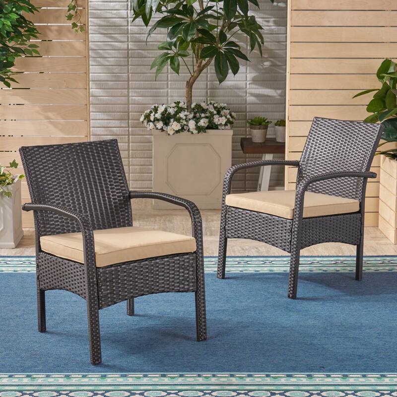 Roomfitters Cordoba Outdoor Wicker Club Chair with Water Resistant Cushions, Patio Armchair, Brown and Tan - Single Unit