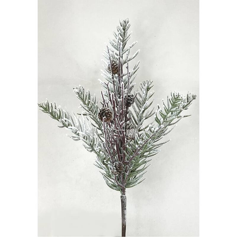 Snow Covered Pine Branch With Pinecones Faux Plants And Trees