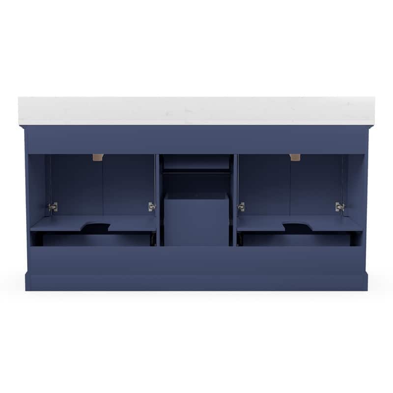 72-Inch Elegant Solid Wood Bathroom Vanity with Ceramic Top, Double Sinks, and Ample Storage