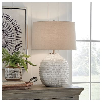 Signature Design by Ashley Jamon Ivory and Beige Ceramic Table Lamp - 18"W x 18"D x 27"H