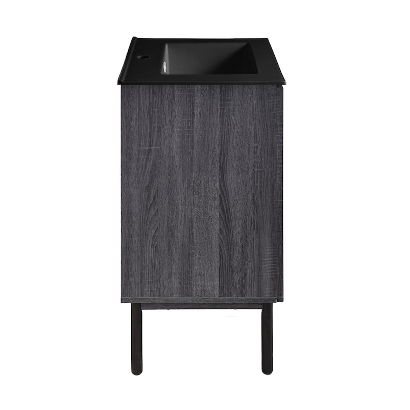 Classe 24 In. Black Oak Bathroom Vanity With Black Ceramic Sink Top