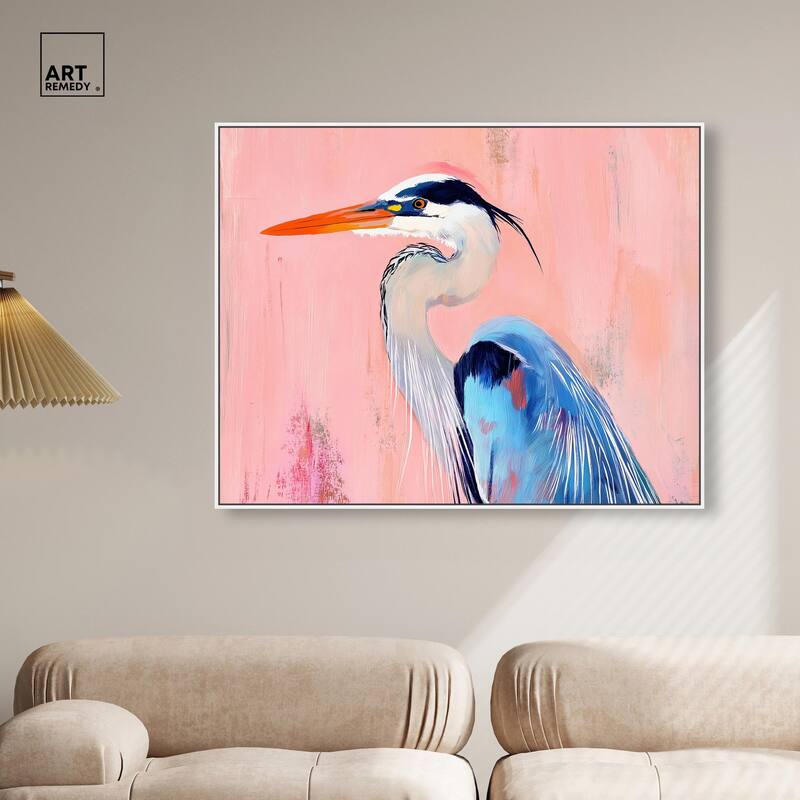 Rosy Dawn Heron Canvas by Art Remedy