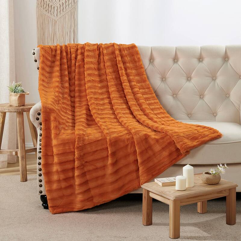 Oversized Derby Double Sided Fauxfur Throw