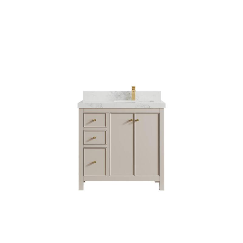 Willow Collections 36 x 22 Charlotte D Right Offset Sink Bathroom Vanity with Countertop