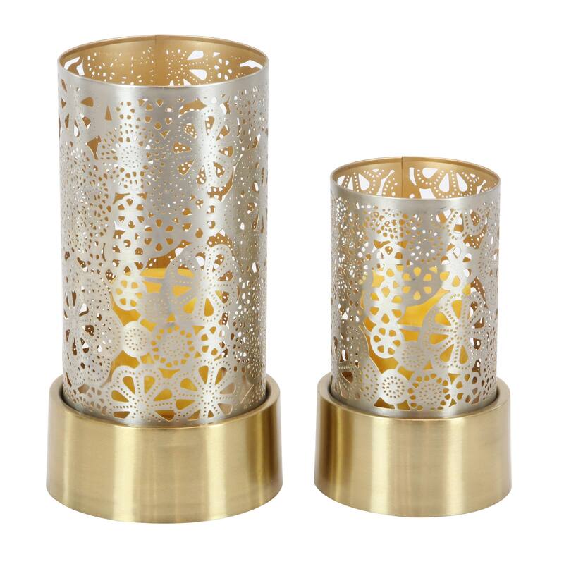 Metal Candle Lantern - Set of 2 Gold - Roche River Decor - Gold