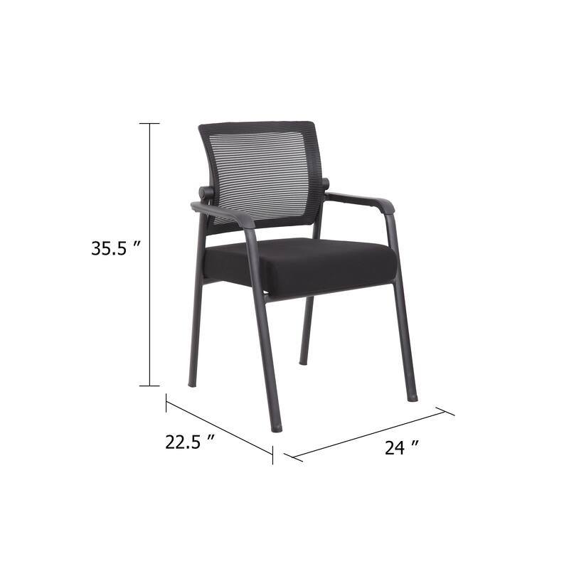 Akon Guest Armchair, Black Mesh, Steel Frame, Fixed Arm Design