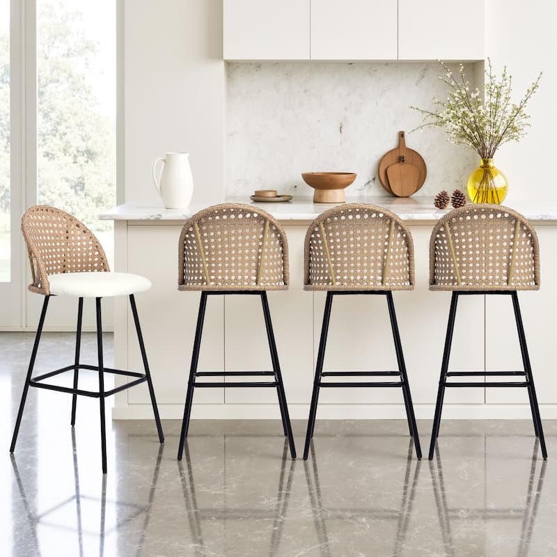 29.52"H Upholstered Bar Stools/ Counter Stools with Metal Leg Set of 4 - Set of 4