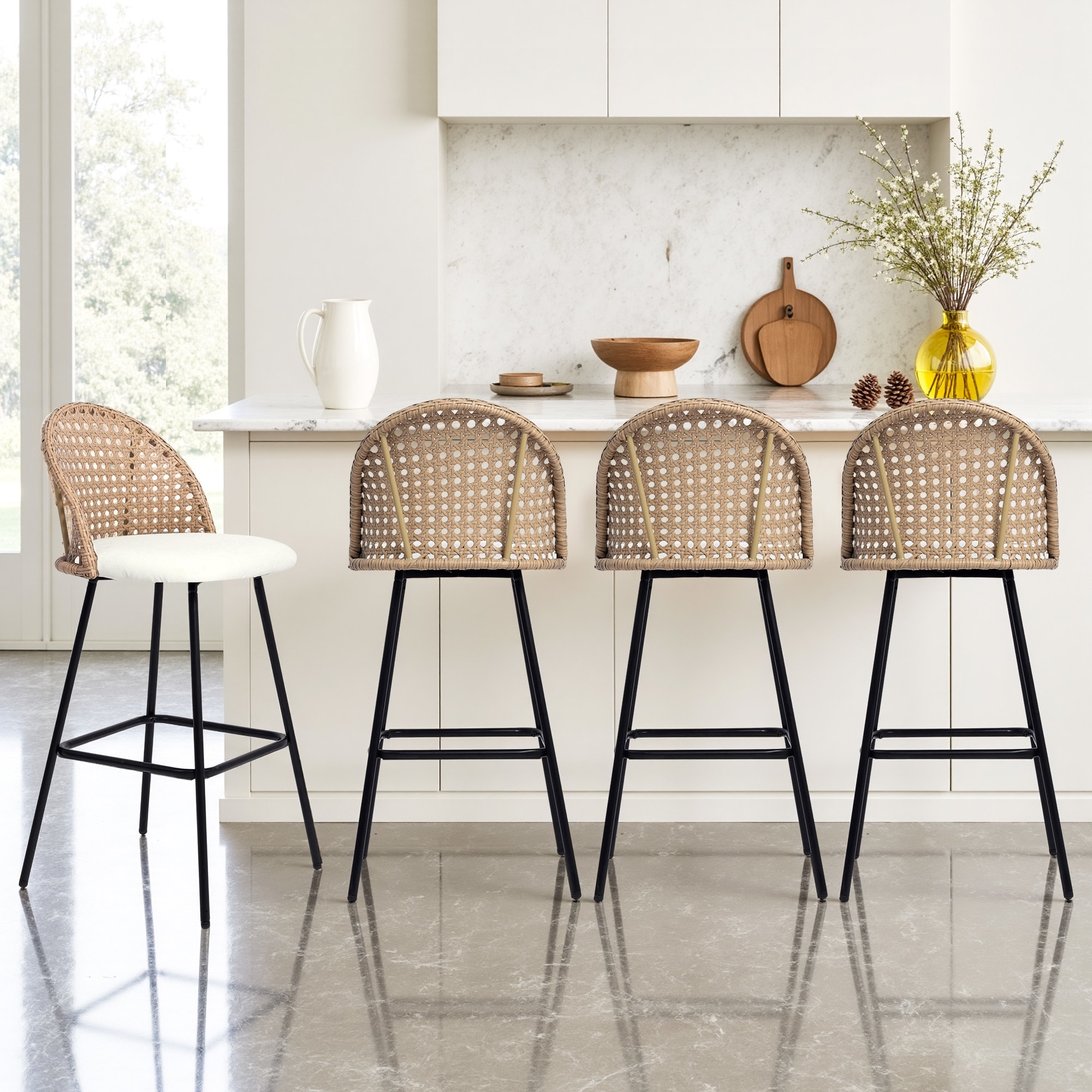 29.52"H Upholstered Bar Stools/ Counter Stools with Metal Leg