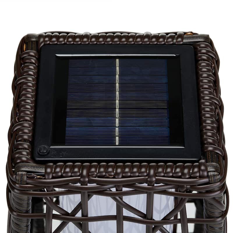 Solar Floor Lantern Outdoor Wicker Light with LED 7"x19" Weatherproof