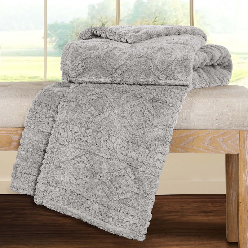 Superior Arctic Boho Jacquard Plush Fluffy Fleece Blanket