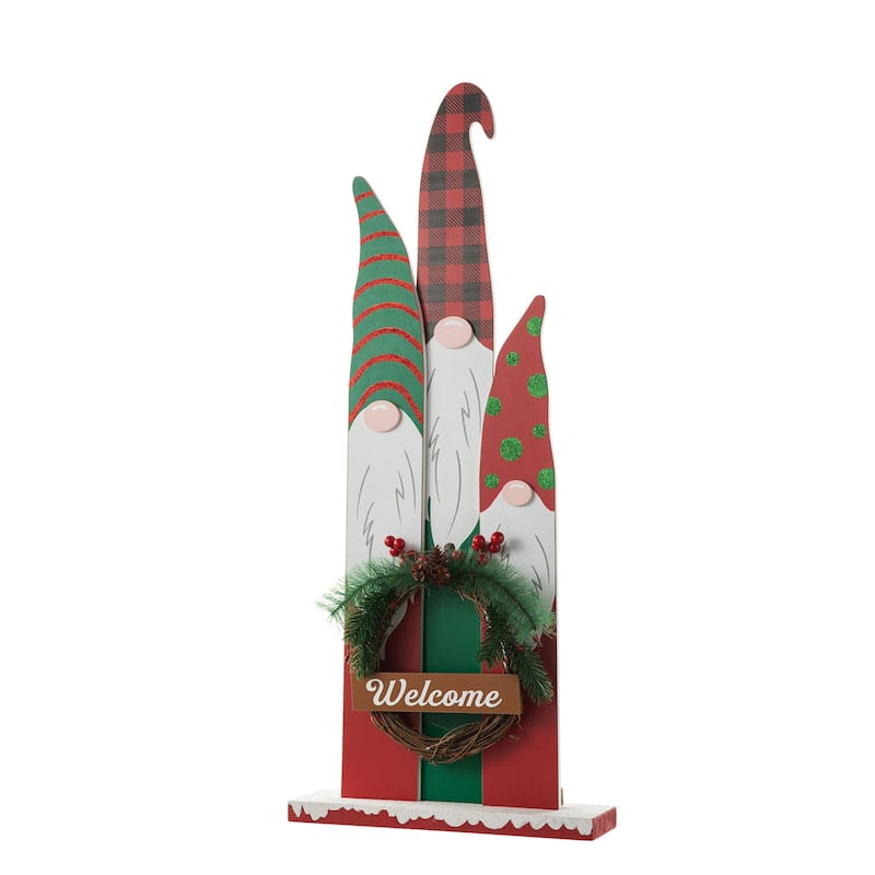 Glitzhome 35"H Wooden Deer or Snowman or Gnome Family Porch Decor