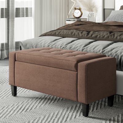 Soft Foam Linen Storage Bench with Flip-Top Lid and Rubberwood Feet for Comfortable Seating - 36.25" W x 15.75" D x 15.75" H