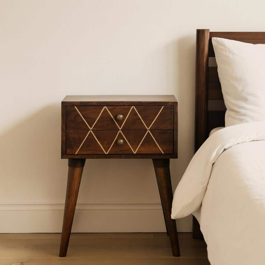 Geo Brass Inlay Bedside