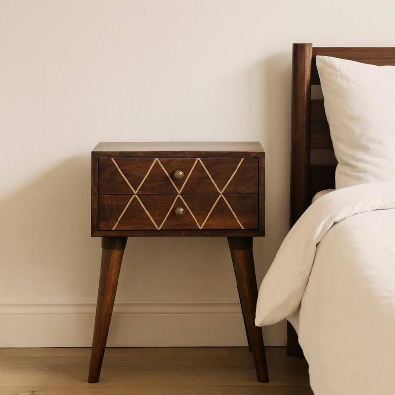 Geo Brass Inlay Bedside