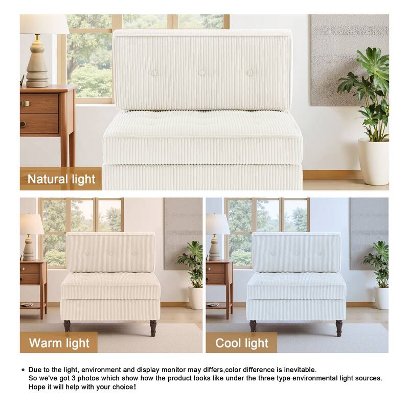 Modern Corduroy Corner Armchair Armless Chair sofa