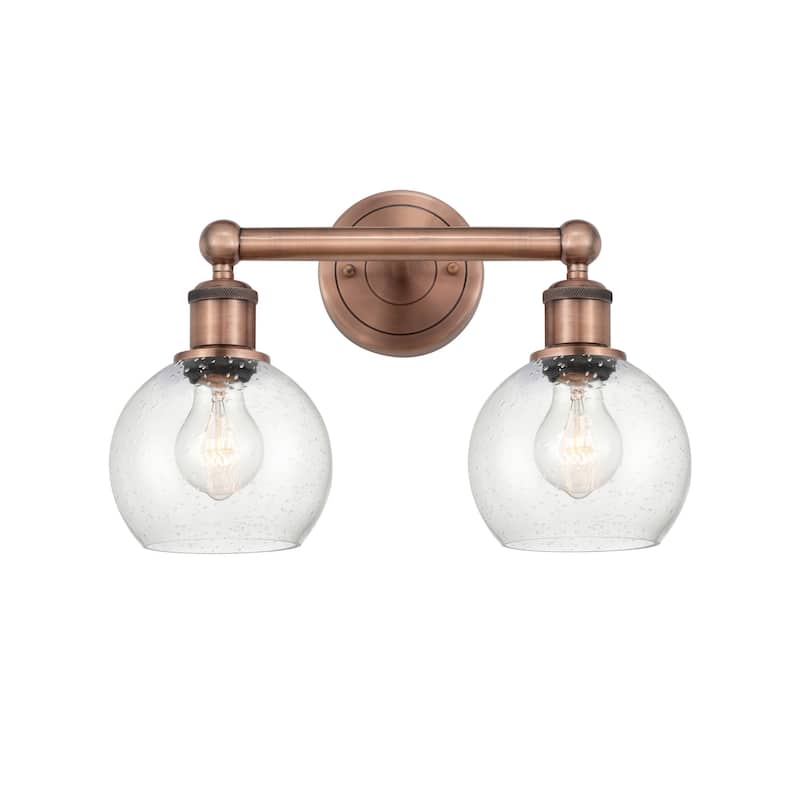 Innovations Lighting 616-2W-11-15 Athens Vanity Athens Deco Swirl 2 - Antique Copper / Seedy
