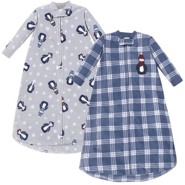 slide 1 of 1, Hudson Baby Infant Boy Long-Sleeve Fleece Sleeping Bag, Blue Penguin, 0-9 Months - Blue Penguin - 0-9 Months 0-9 Months - Blue Penguin
