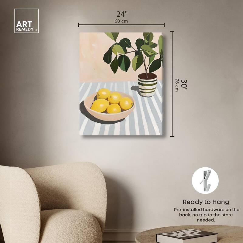 Lemon with Green Canvas by Art Remedy, Gallery Wrapped