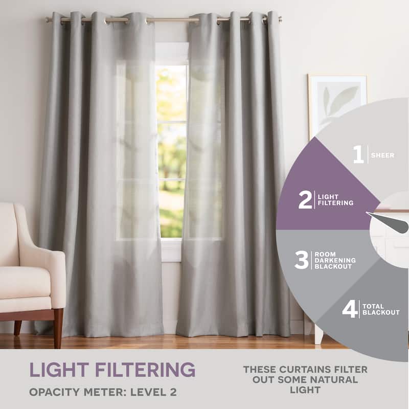 EXCLUSIVE HOME Loha Linen Grommet Top Curtain Panel Pair