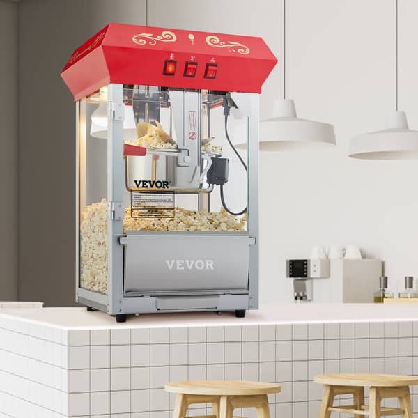 slide 2 of 10, VEVOR Popcorn Popper Machine Countertop Popcorn Maker Red 8 Oz