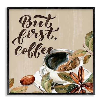 Stupell Rustic But First Coffee Framed Giclee Art Design By Kim Allen