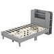 preview thumbnail 5 of 7, Grey Platform Bed, Bookshelf Headboard, Space-Saving Design, Sturdy Construction