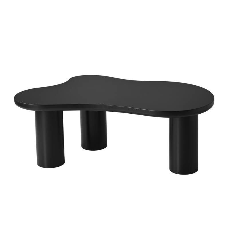44"x 25.9"Cloud Coffee Table with 1.5"Thick Tabletop,Cream Style Irregular End Table with 3 Sturdy Legs,Sleek Center Table