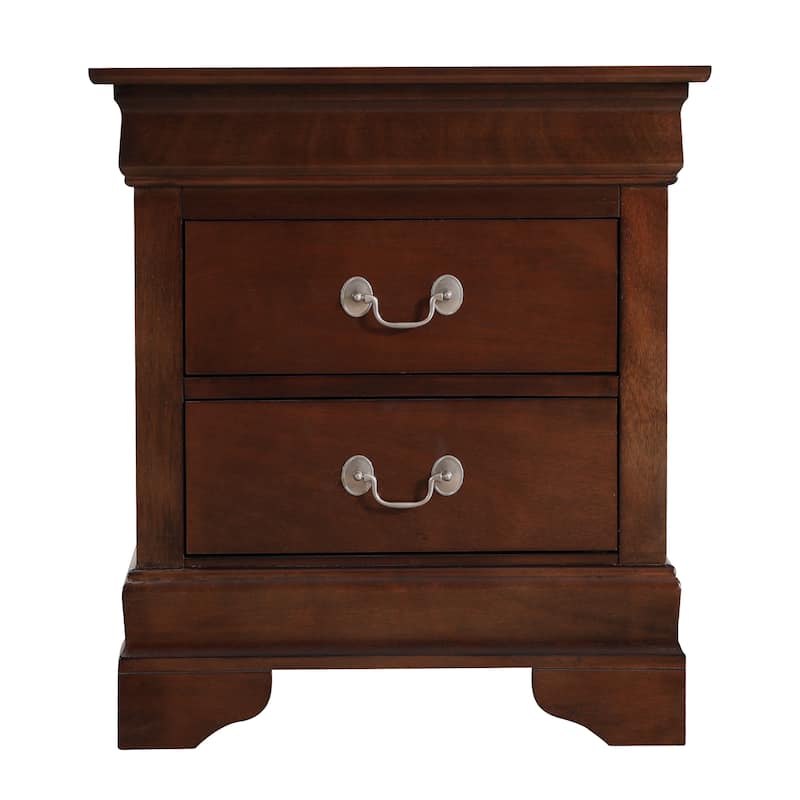 Traditional 22-in Metal Hand Holder 2-Drawer Wood Nightstand