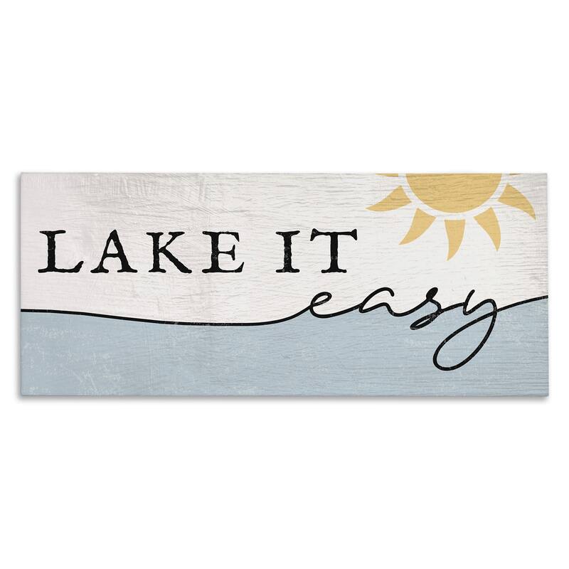 Stupell Nautical Pun Lake It Easy Phrase Sunny Water Canvas Wall Art - Off-White - 10 x 24