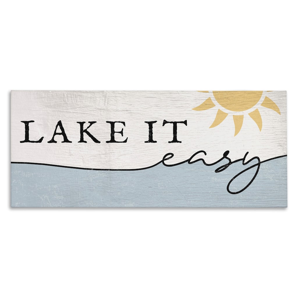Stupell Nautical Pun Lake It Easy Phrase Sunny Water Canvas Wall Art - Off-White