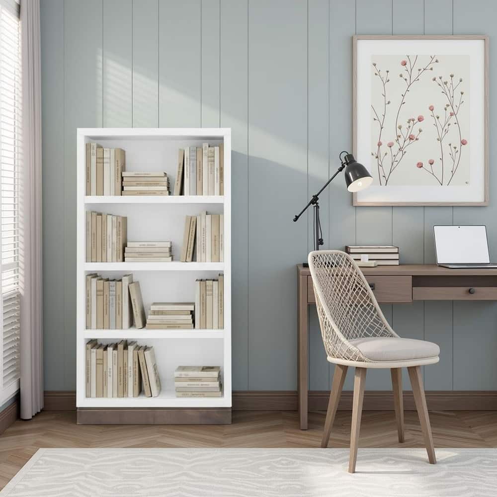 Bridgevine Home Nora Modular 60 inch High Bookshelf, No Assembly Required, Two-Tone Finish