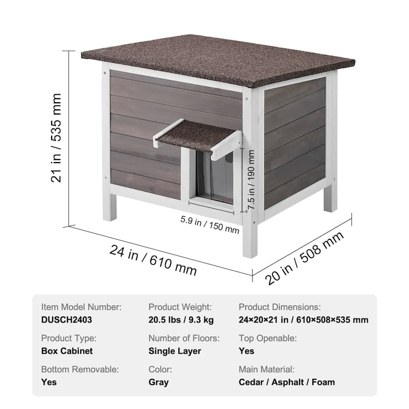 Outdoor Cat House Weatherproof, Feral Cat Shelter for Multiple Cats, Outdoor Wooden Cat Rabbit House
