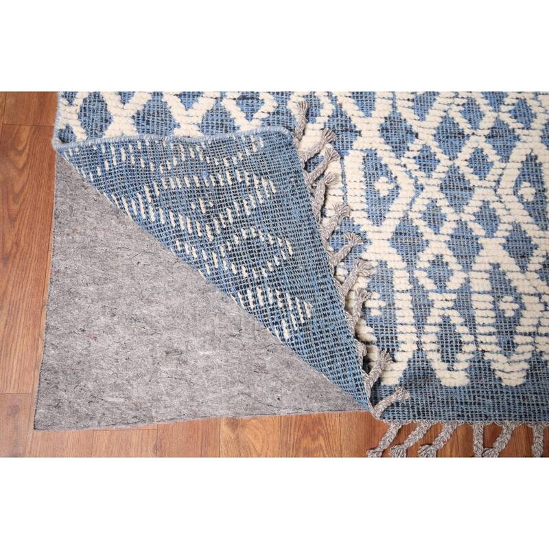 Trellis Moroccan Large Modern Area Rug Hand-Knotted Wool Carpet - 9'7" x 14'8"