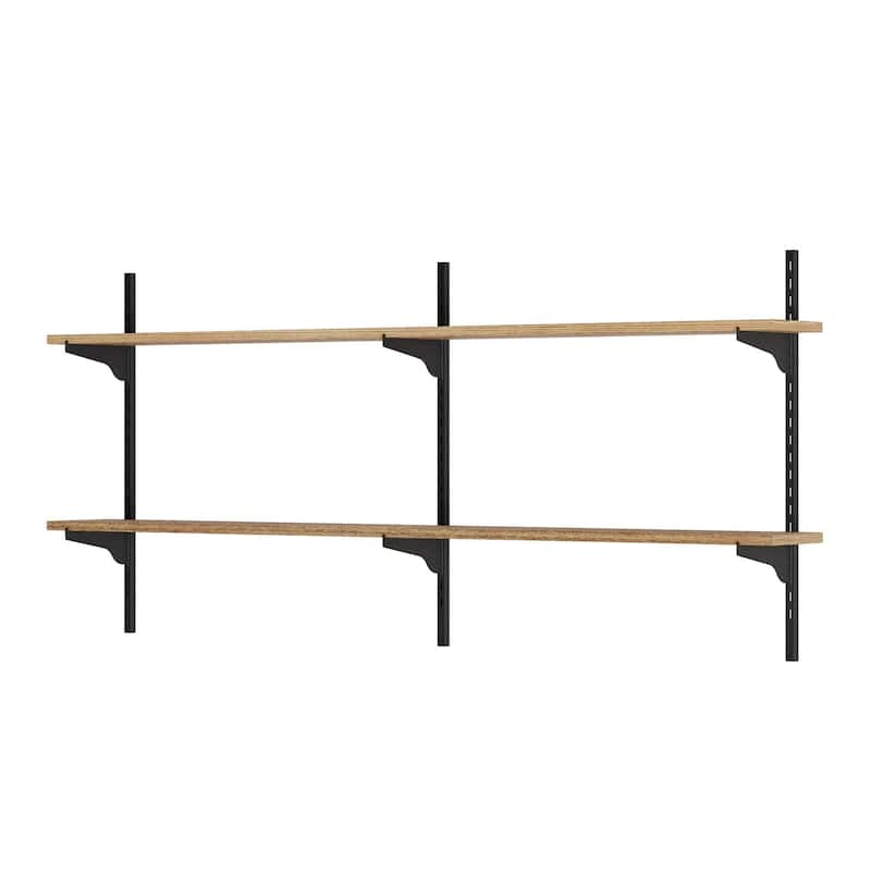 Wallniture Turin 54" Wall Mounted Shelves with Adjustable Brackets, Floating Shelves for Living Room & Office Decor, 2,3,4 Tier