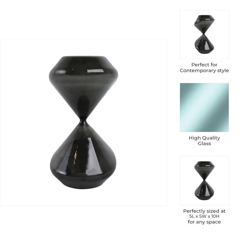 Glass Hourglass Shape Decorative Object Modern Home Decor - 10" White - 5" x 5" x 10"
