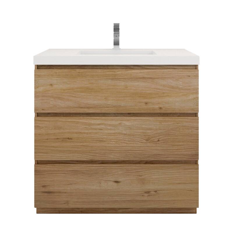 Aron 36'' Freestanding Vanity with Reinforced Acrylic Sink - 36'' Width - Natural Oak