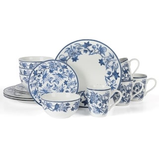 Martha Stewart Goodale Vintage Blue Stoneware 16 Piece Dinnerware