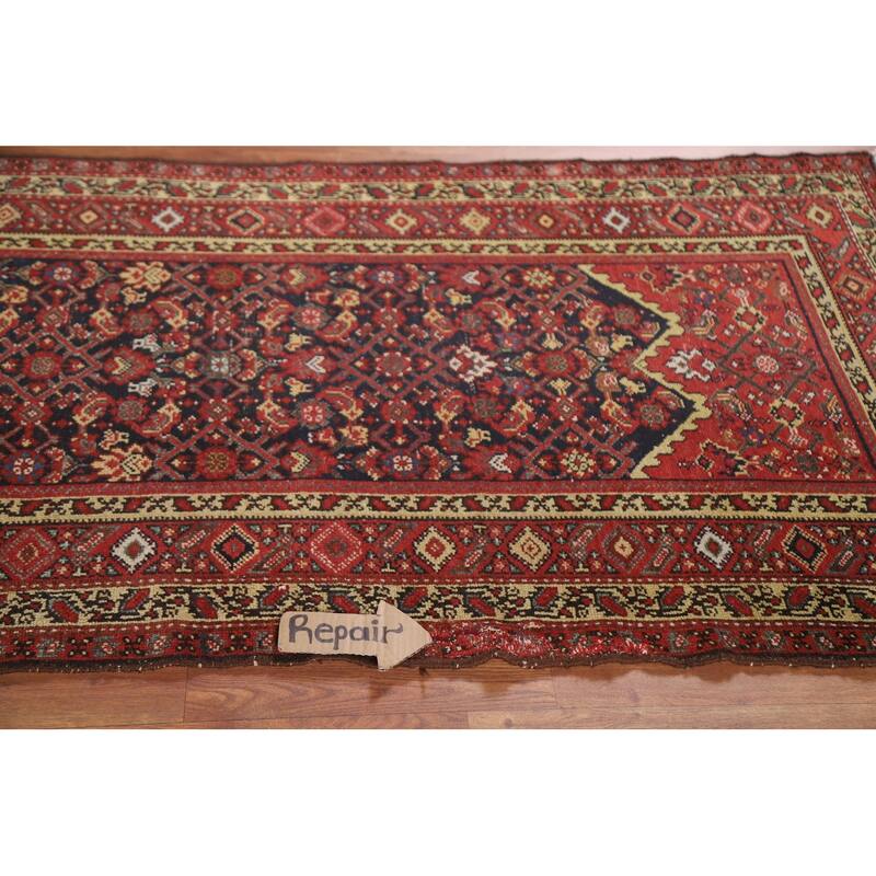 Pre-1900 Antique Bakhtiari Persian Runner Rug Handmade Wool Carpet - 3'4"x 15'8"