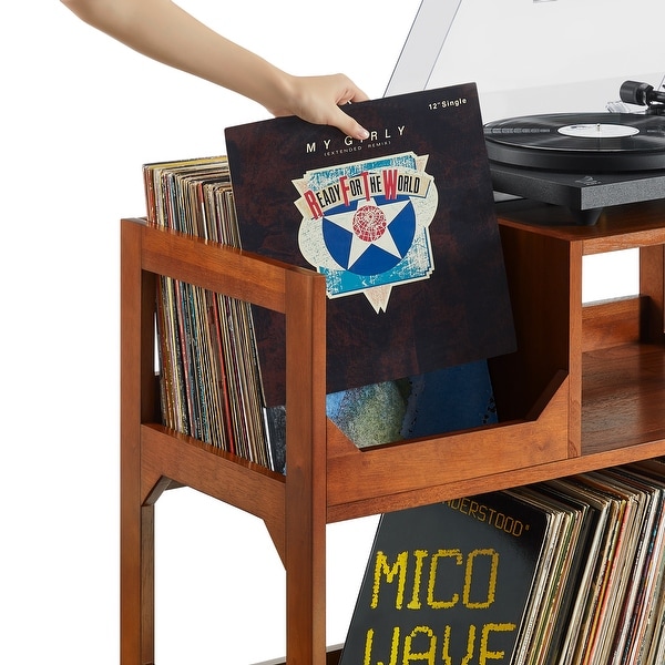 Crosley Asheville Medium Record Player Stand With Vinyl Storage