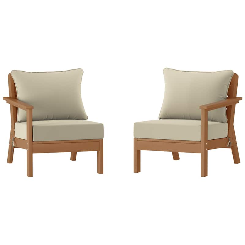 Polytrends Birchwood All Weather HDPE Outdoor Patio Deep Seating Teak Loveseat (2-Piece)