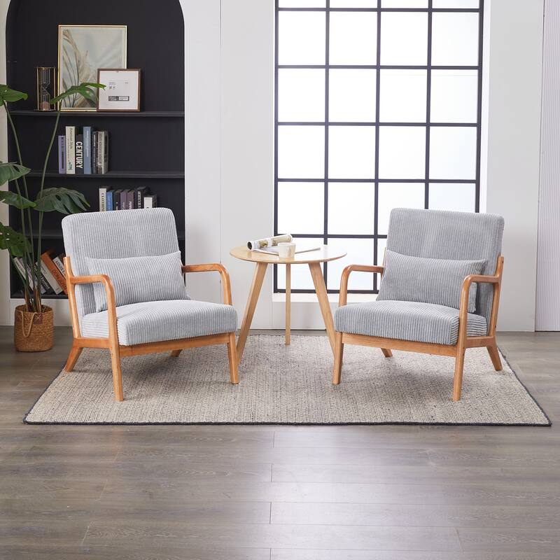 Mid-Century Modern Accent Chair, Arm Chair Living Room Chairs with Pillow