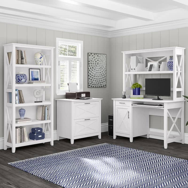 Key West 48W Small Computer Desk with Hutch by Bush Furniture