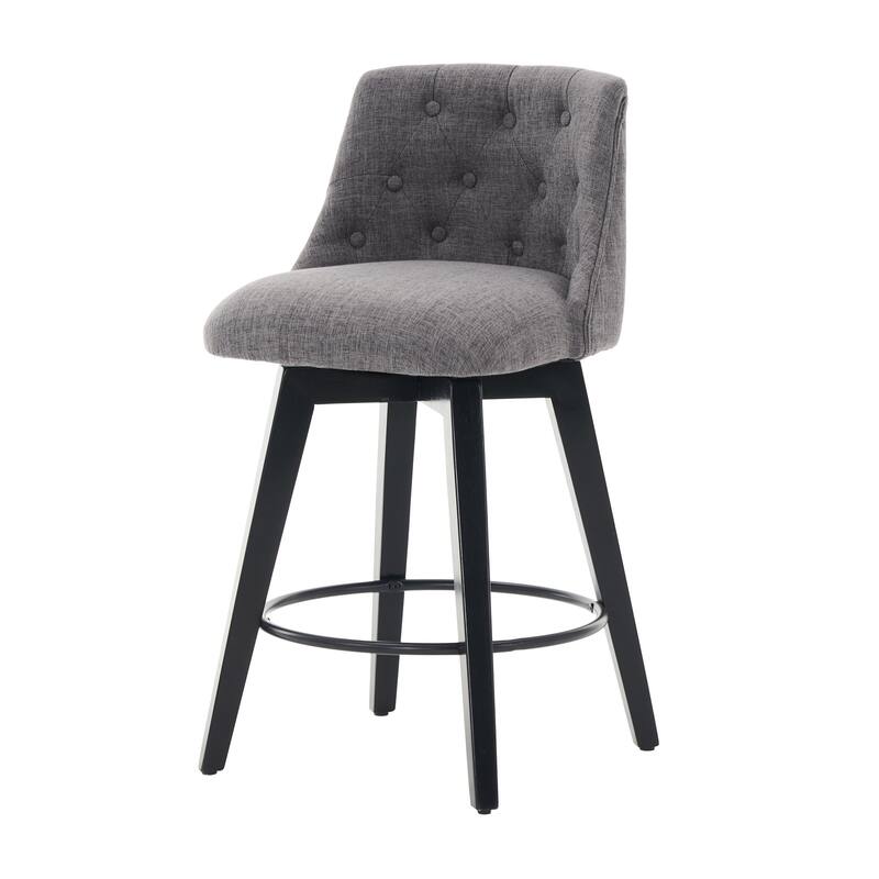 Bar Stools Set of 2, Upholstered Counter Height Chairs with Button-Tufted Backrest, Kitchen Island Chair with Footrest