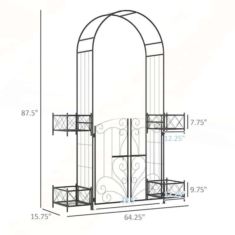 Outsunny Metal Garden Arch Trellis with Gate