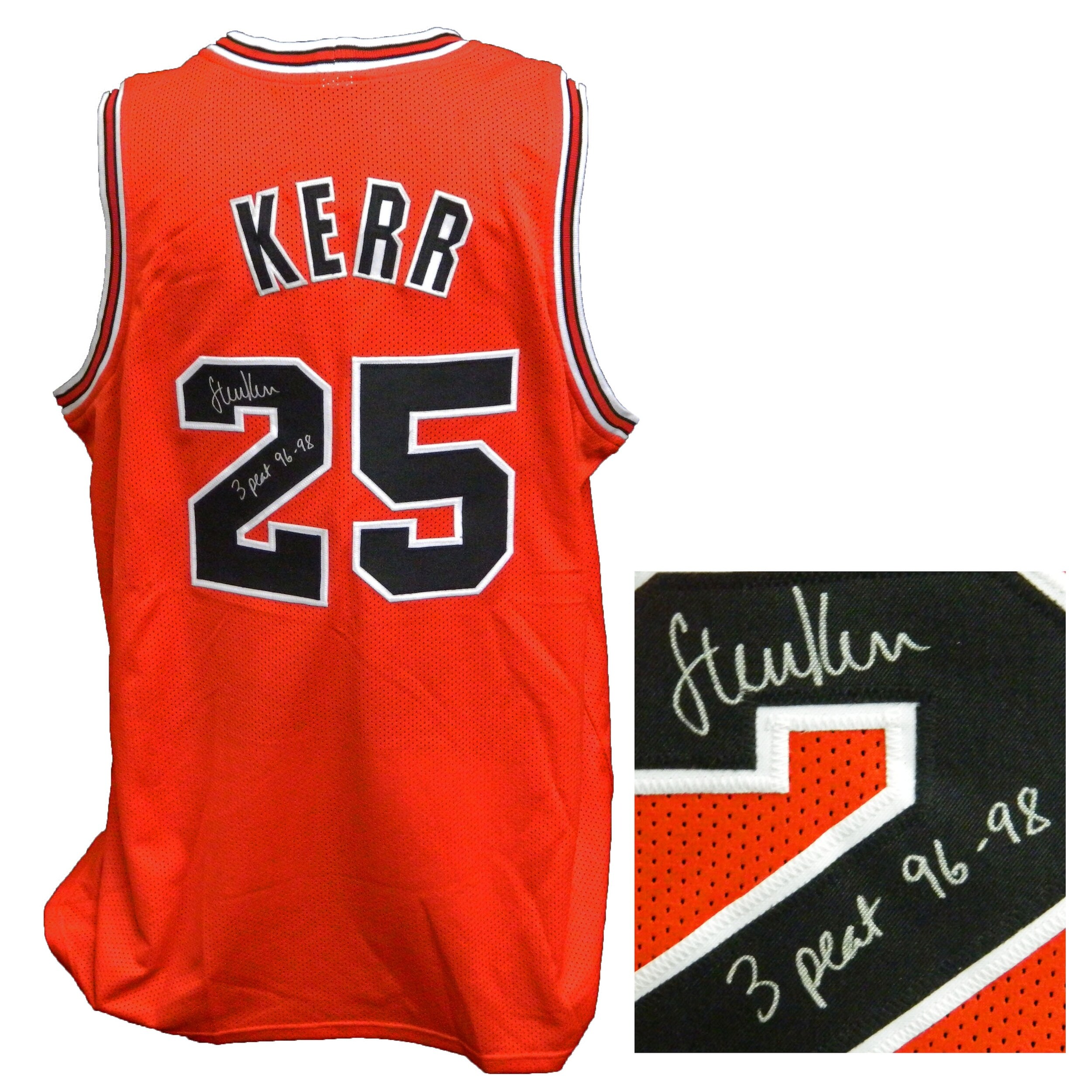 Shop Steve Kerr Red Custom Basketball Jersey W3 Peat 9698