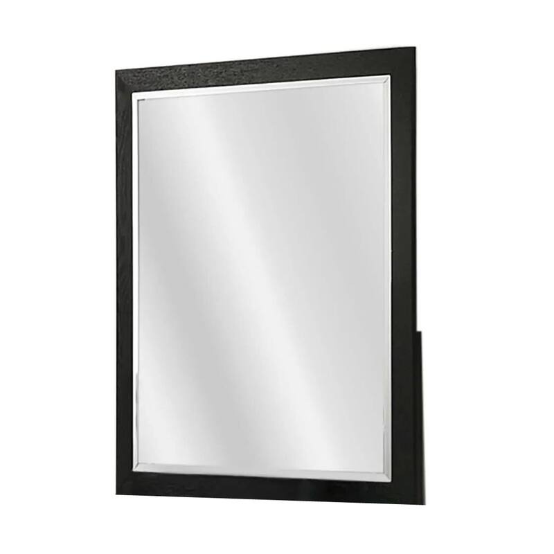 Portrait Dresser Mirror, Black, Rubberwood, 36x40 Wide Frame Profile - Black