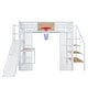 preview thumbnail 19 of 22, Full Size Metl Loft Bed with Open Wardrobe, Slide and Bulit-in Desk, Kids Loft Bedframe with Basketball Hoop and Storage Shelves