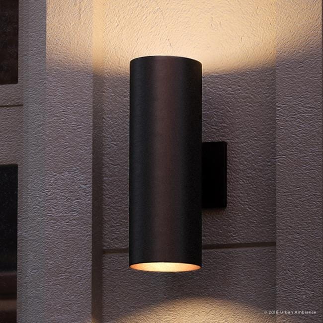 Luxury Contemporary Outdoor Wall Light 18 H X 6 W With Art Deco Style Elements Midnight Black Finish By Urban Ambiance Luxury Contemporary Outdoor Wall Light 18 H X 6 W With Art Deco Style Elements Midnight Black Finish By Urban Ambiance