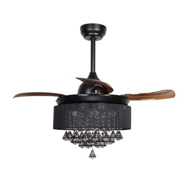 Shop 36 5 Inch Retractable 4 Blades Black Crystal Fandelier