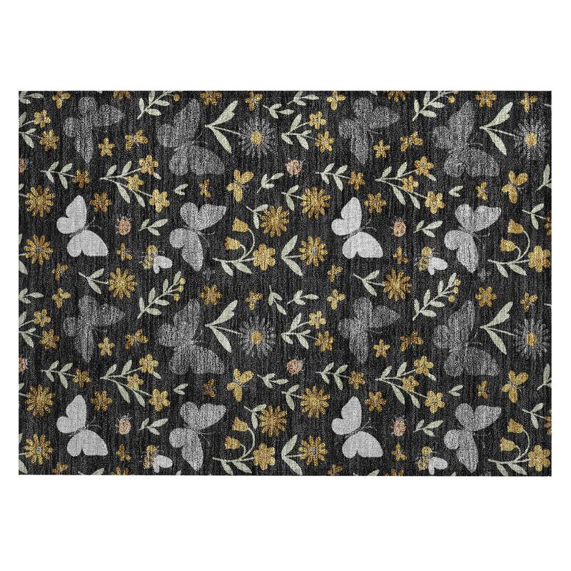 Machine Washable Indoor/ Outdoor Whimsy Butterfly Chantille Rug